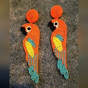 Kenneth J Lane Beaded Parrot Earrings